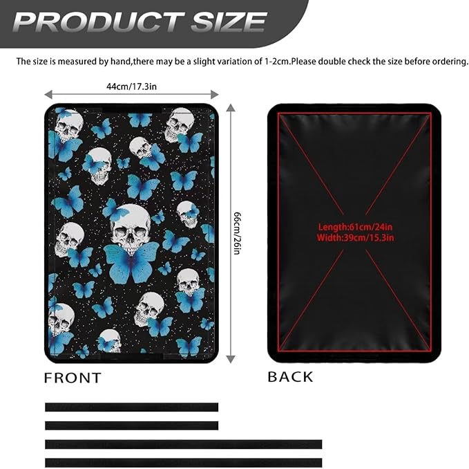RV Door Window Shade Foldable Camper Trailer Blackout Window Door Protector, Blue Butterfly Skull UV Rays Protection Travel Trailer Accessories,Waterproof 300D Fabric