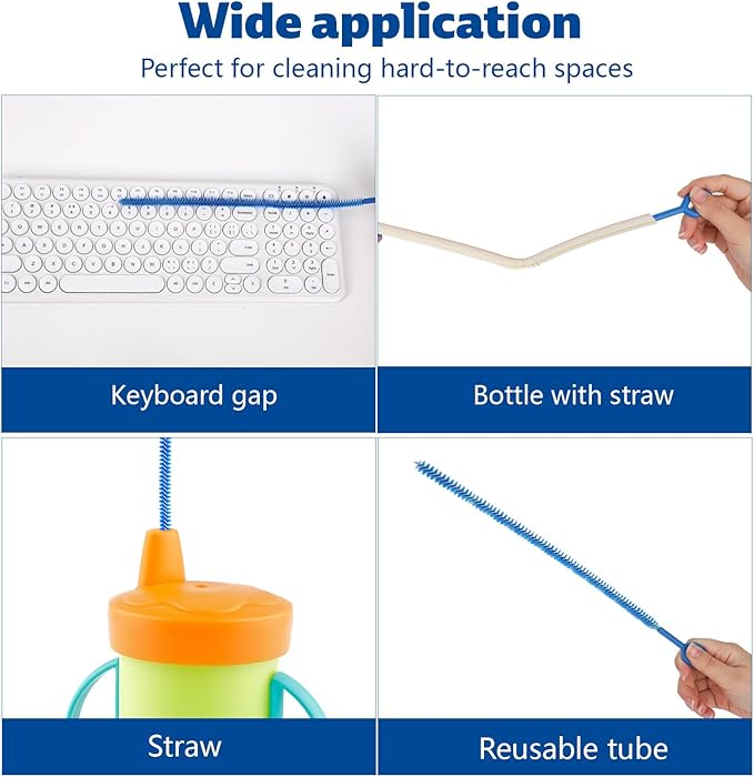 4pcs Straw Cleaner Brushes for Stanley, 12.4in Extra Long Full Bristles Replacement Coverage Reusable Straw Brush Cleaning Accessories for Water Bottles Glass Pipe Sippy Cup(0.31in+0.39in+0.47in)