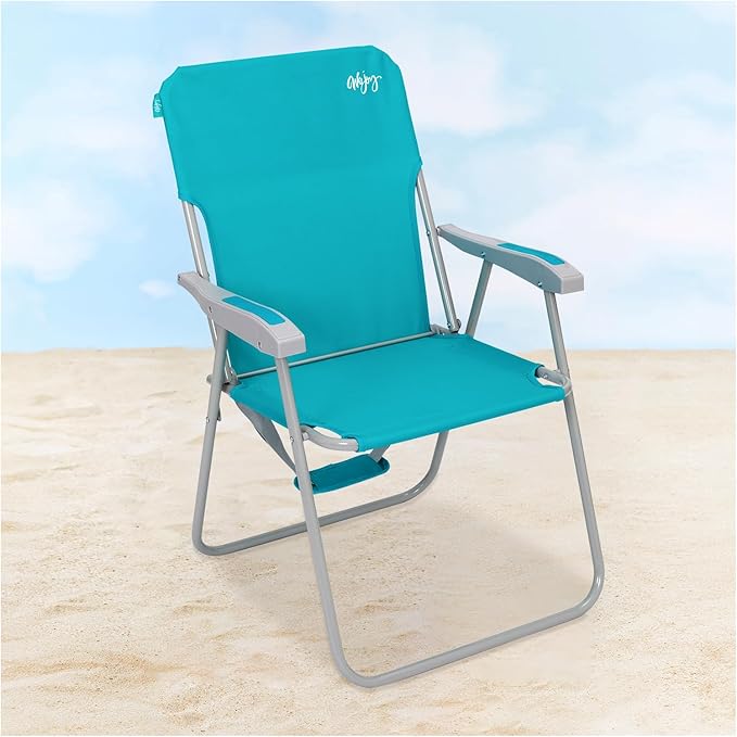 #WEJOY Folding Beach Chair for Adults, Lightweight Beach Chair with Shoulder Straps, High Back Camping Chairs with Hard Armrest, Supports 300lbs for Outdoor Lawn Concert