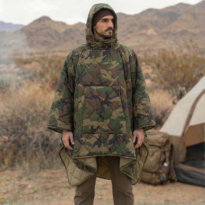 LOOGU Camo Blanket Waterproof Insulation Poncho Liner for Outdoor Camping, Hiking, Hunting, Survival, Backpacking, Picnicking