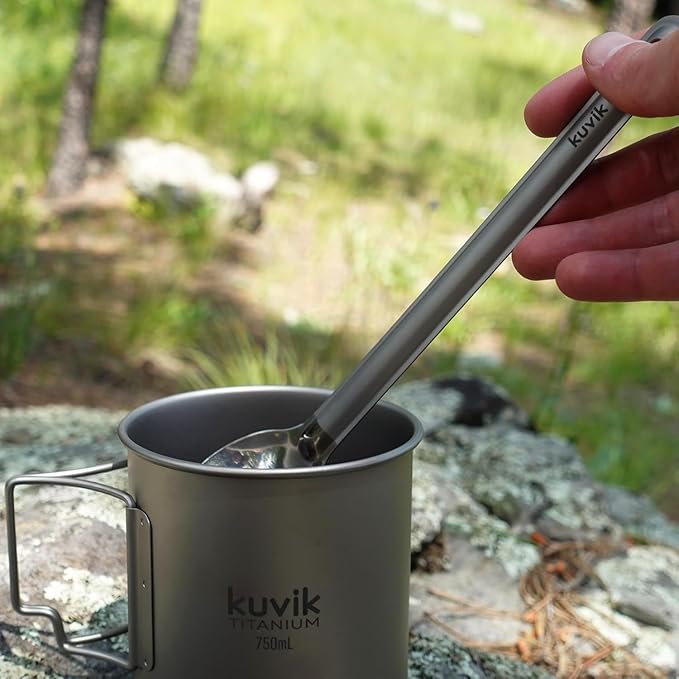 Kuvik Titanium Spoon 2-Pack - Ultralight and Compact for Camping and Hiking