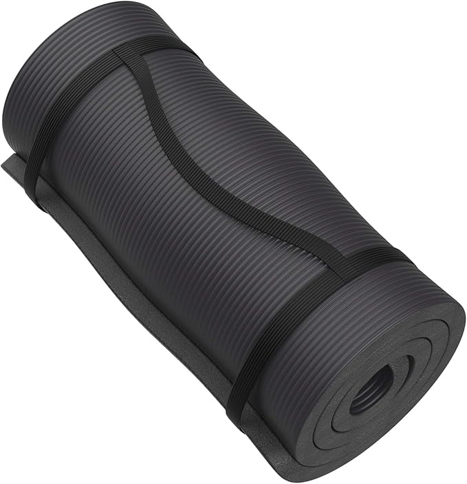 Foam Sleeping Pad for Camping - 1.25-Inch-Thick Waterproof Sleep Pad with Carry Straps for Cots, Tents, or Sleepovers by Wakeman Outdoors (Black)
