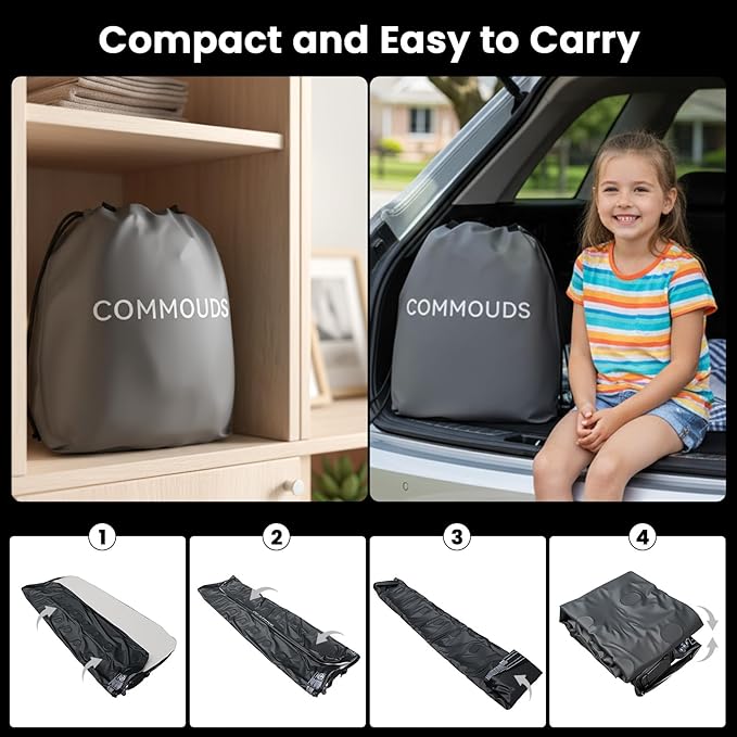COMMOUDS Twin Air Mattress with Built-in USB Rechargeable Air Pump, Camping Blow up Mattress, Portable Inflatable Mattress, Air Bed for Outdoor, Travel, Home and Guest, 8" Raised