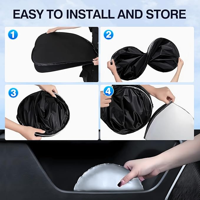 Sunsdrew 8PC Window Shades for Tesla Model Y 2020-2025,Full Windshield Side Window Shades Cover for Model Y Accessories,Privacy&Cooling for Camping,Travel,Heat&UV Blocking