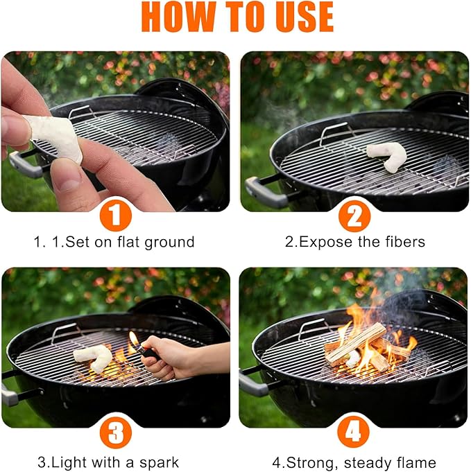 E500 Fire Plugs, 50 Pack Fire Starters with 5+ Minute Burn Time, Easy Ignition Fire Starter for Camping, Fire Pits, BBQ & Emergencies