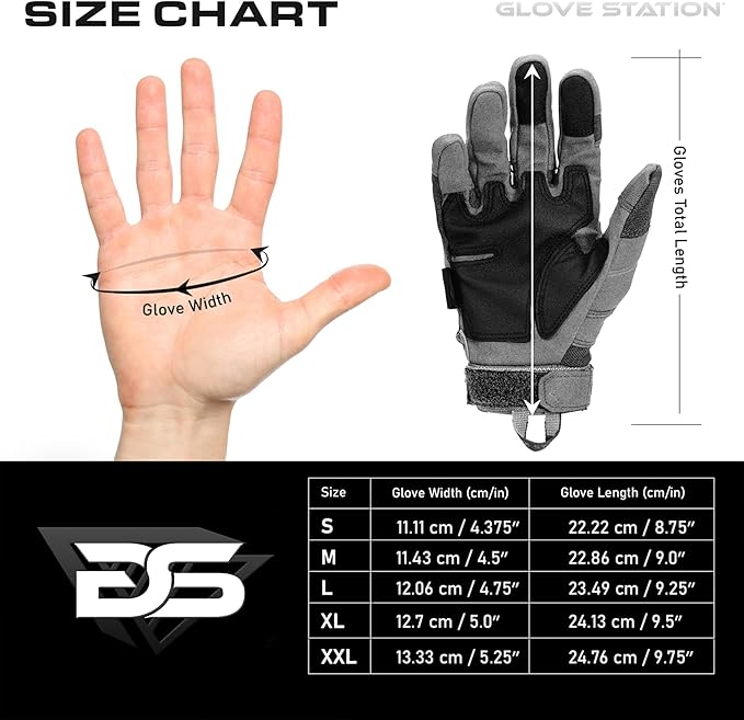 Glove Station Tactical Gloves for Men – Touchscreen Utility Gear with Hard Knuckle Protection Used in Motorcycle, Airsoft, Combat, Police, Shooting & Outdoor Work Gray - Hard Knuckle Medium