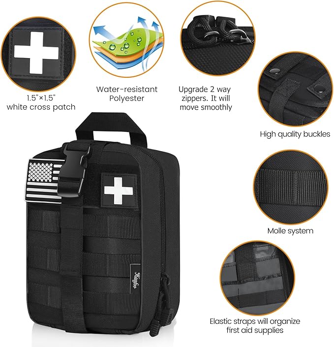 Medical Molle Pouch Tactical - 1000D Nylon First Aid Pouch, Big Capacity EMT Pouch Utility, Heavy Duty Military Grade Rip-Away Ifak Pouch for Home and Outdoor Activities(Bag Only