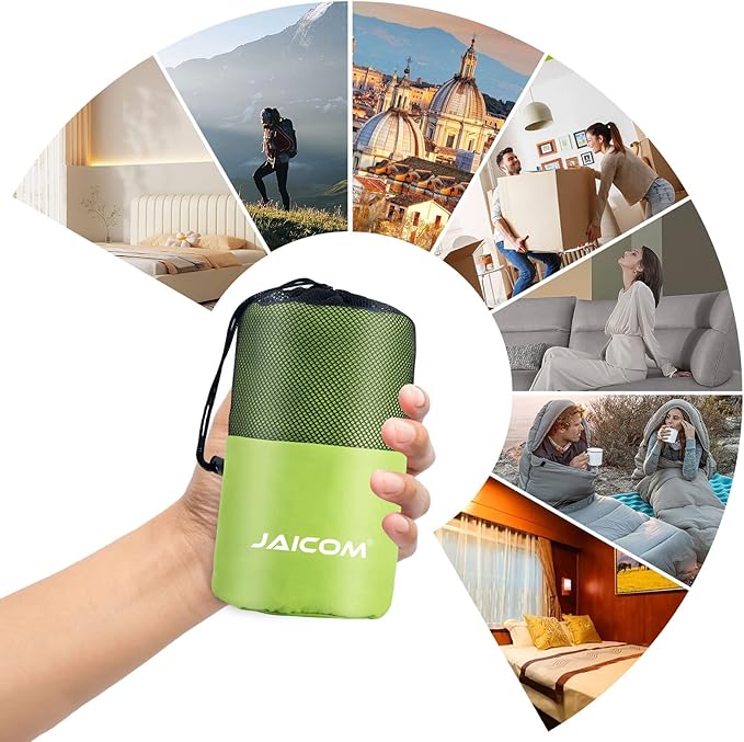 JAICOM Sleeping Bag Liner, Travel Sheets & Adult Sleep Sack, Ultralight and Portable Summer Sleeping Bag - Ideal for Backpacking, Hotels and Hostels, Business Trips, Camping