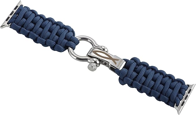 Savior Survival Gear Paracord Band,Compatible with Apple Watch Band 49mm 46mm 45mm 44mm 42mm,iWatch Band Series Ultra 10 9 8 7 6 5 4 3 2 1 SE,Adjustable strap for men (Dark Blue w/Silver Clasp,Large)