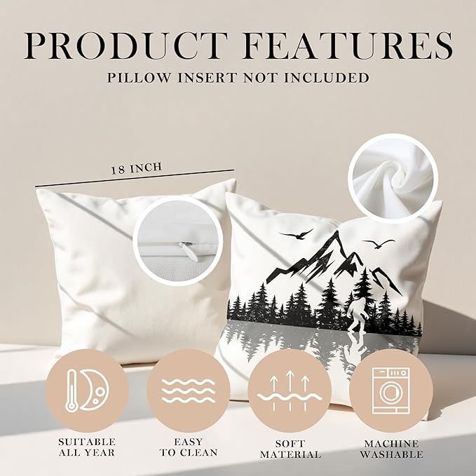 Funny Bigfoot Sasquatch Forest Throw Pillow Covers 18x18,Camper Decor Pillowcase,Big Foot Sasquatch Gifts,Camping Camper Bigfoot Gifts for Women(95)