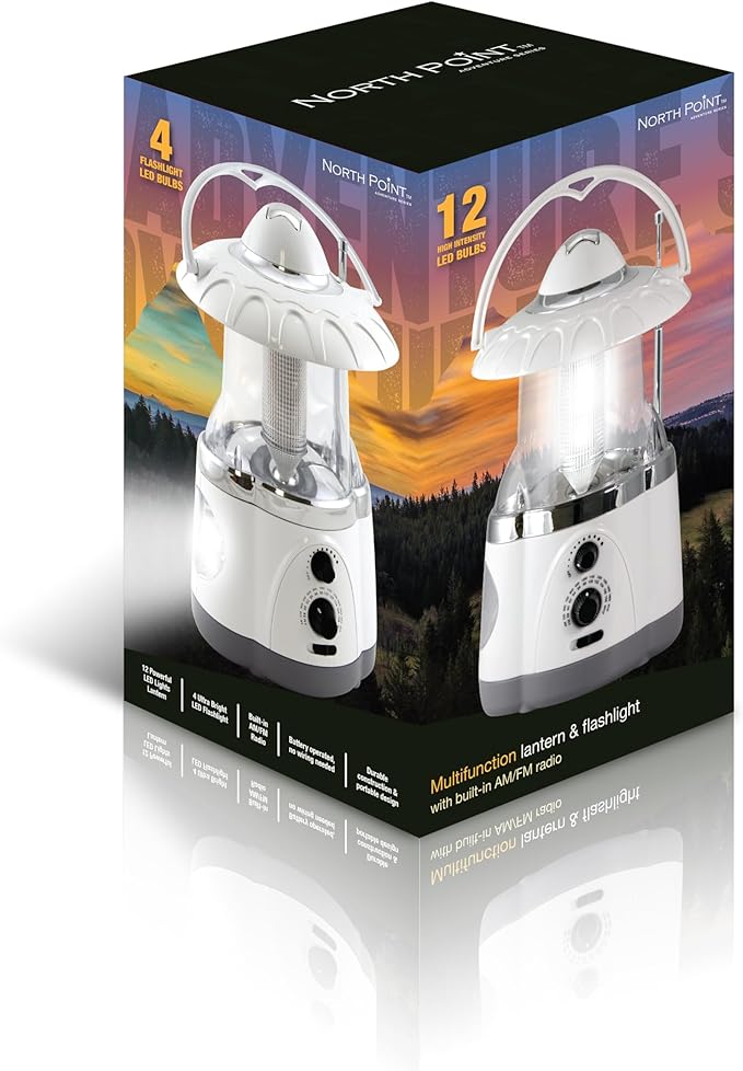 Northpoint 190507 12-Led Lantern With 4-Led Flashlight & Am/Fm Radio (Black)