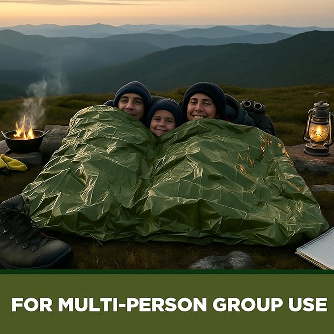 Hahafelt 4 Pack Emergency Blankets 94.5" x 71" Emergency Sleeping Bags Waterproof Survival Sleeping Bag Thermal Portable Bivy Sack Survival Gear for 3 Persons Camping Hiking Outdoor