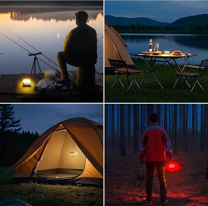 Solar Camping Lantern, Solar Camping Light 5200mAh Rechargeable 1000 Lumens 5 Light Modes, Lanterns for Power outages Hurricane IP65 Waterproof, Hiking, Fish, Emergency, and Home
