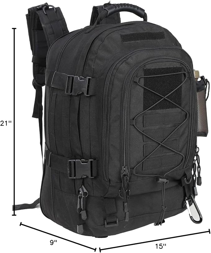 Miramrax Tactical Backpack Military Hiking Daypack - Molle Backpack for Men 3 Day Assault Pack Bug Out Bag for Camping Travel Army Hunting Gym Rucksack Survival (Black)