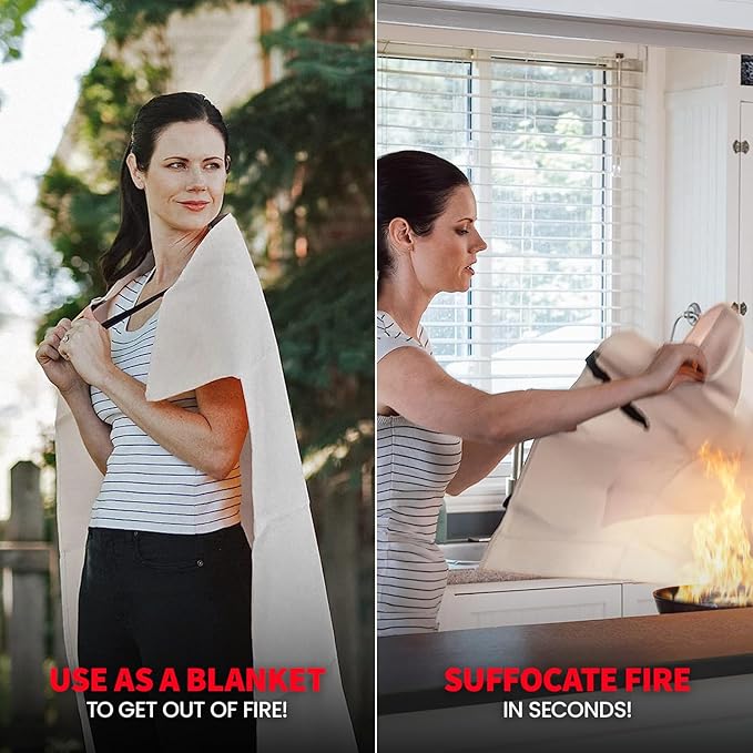 Prepared Hero Emergency Fire Blanket - 12 Pack - Fire Suppression for Kitchen, 39” x 39” Fiberglass Fire Blanket for Home