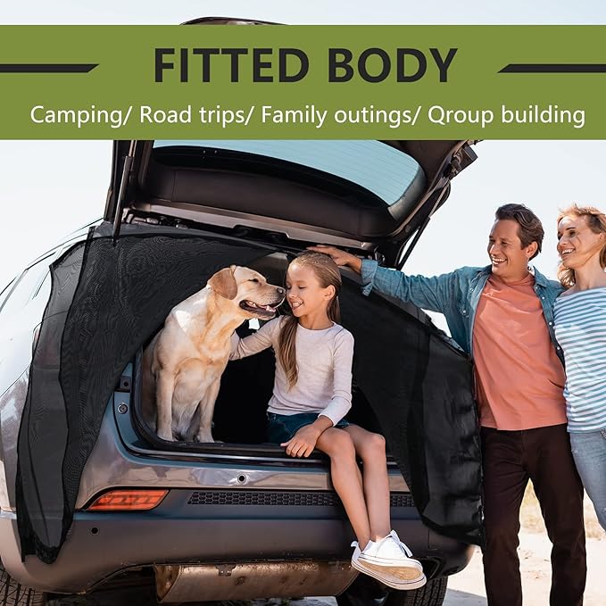 Yahenda SUV Tailgate Mesh Screen for Camping, Car Tailgate Tent Shade, Breathable Bug Screen with Magnetic Design, UV Protection Privacy Cover, Car Camping Accessories(Small,Half Wrap,Black)