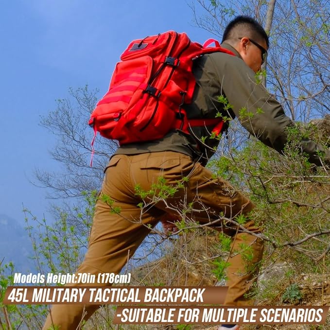 45L Tactical Backpack for Men Women, Military Assault Pack with MOLLE, Large 3 Day Bug Out Bag for Hiking Camping