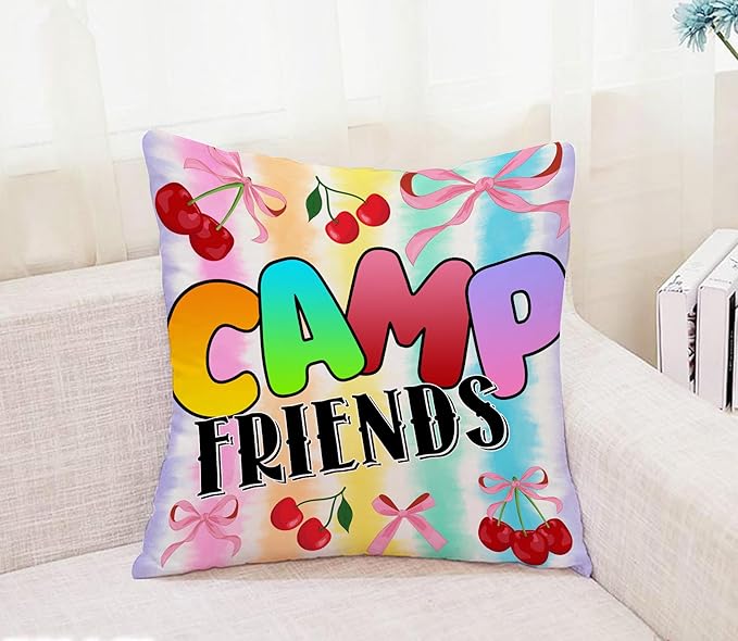 Gilbins Camp Bunk Kids Autograph Pillows A Great Gift for Boys Or Girls (Camp Friends Bows & Cherrys)