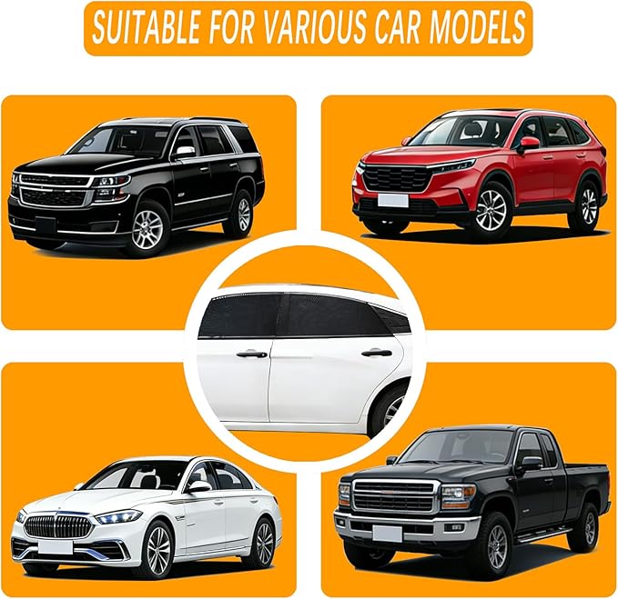 2 Pack Back Car Window Covers Shades Car Side Window Sun Shades,Sunshade for car Window Baby, UV Protection Breathable Spandex Window Covers, Universal Fit Most (99%) of Cars(Medium 39.5"x20")