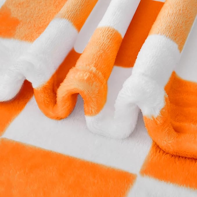 Edenleaf Orange Checkered Blanket, Soft Cozy Fleece Checkered Throw Blankets for Bed Sofa Couch Camping, Ultra Fluffy Throws for All Seasons, 60x80 Inch, Orange