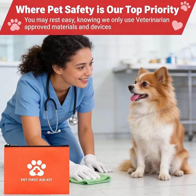 Portable Pet First Aid Kit, Emergency Kit for Dogs and Cats with Tick Remover Tools, Thermal Blanket Portable Waterproof Case for Hiking, Travel, Home, Car Use(102 pcs