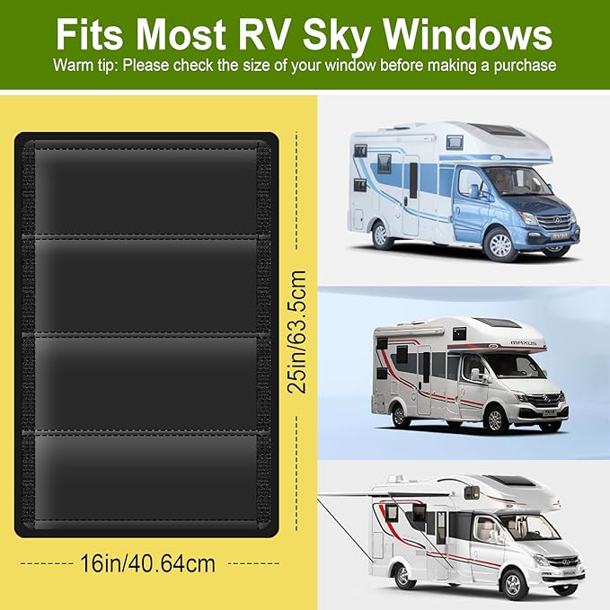 RV Door Window Shade Cover 25" (L) x 16" (W), Foldable Hook&Loop Design, RV Blackout Window Cover with UV Protection, Waterproof Fabric, Reflective (1 Pack (25" L x 16" W))