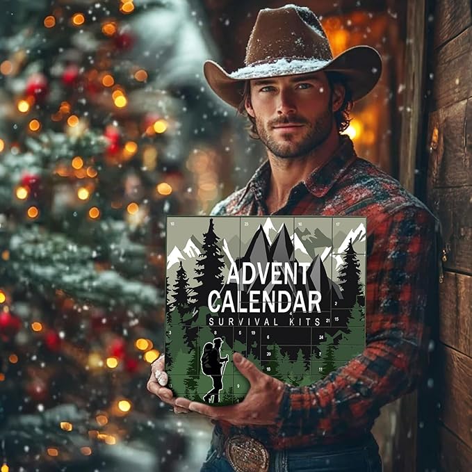 MH MYLUNE HOME Tactical Survival Calendar - 24 Days Xmas Countdown Advent with Waist Pack, Fire Bellows & Poncho | Premium Survival Gear Gift for Outdoor Men, Camping, Hunting, Adventure