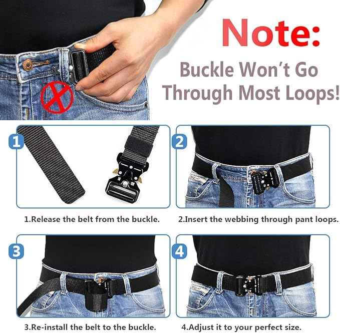 Tactical Belt Men 4 Pack, Compass Military Nylon Web Belt, Heavy Duty Belt Quick Release Metal Buckle Riggers Belt