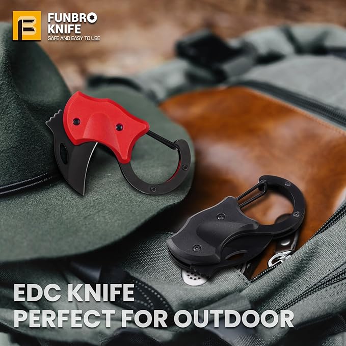 FUNBRO Cool Folding Knife Box Cutter, Small Pocket Knife for Men with 1.34 inch Sharp Blade, EDC Knives Tool for Everyday Carry, Great Gift for Women Men (Red)