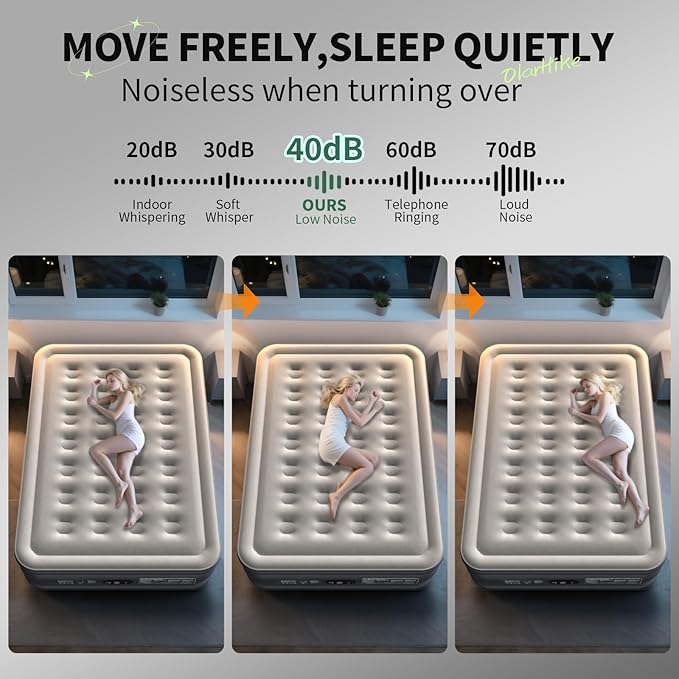 OlarHike Full Air Mattress with Built-in Pump, 18" Raised Inflatable Air Bed for Guests, Home Use & Camping, Supports Up to 600 lbs