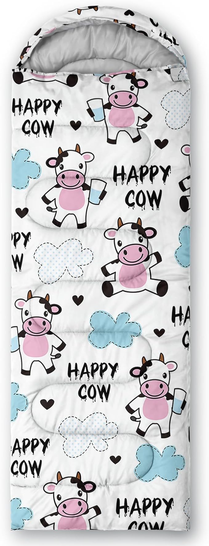 QOOMO Axolotl Cute Camping Sleeping Bags,3 Season Warm & Cool Weather,Lightweight,Waterproof Sleeping Bags for Adults & Kids,Traveling,and Outdoors