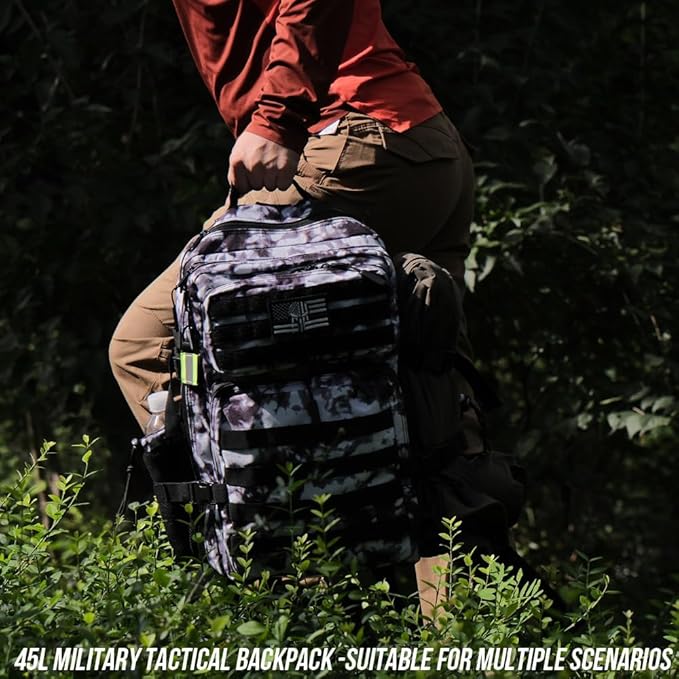 45L Tactical Backpack for Men Women, Military Assault Pack with MOLLE, Large 3 Day Bug Out Bag for Hiking Camping