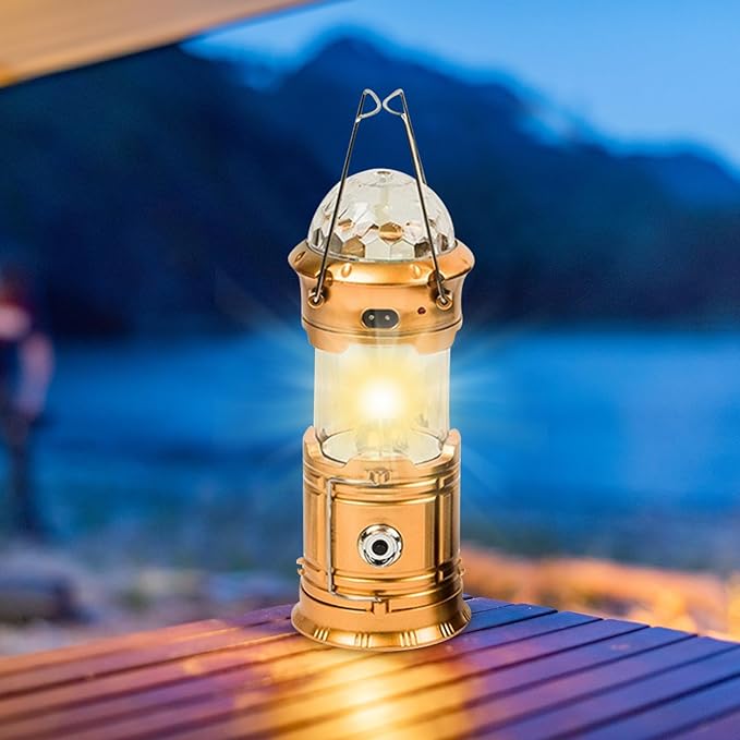 Rechargeable LED Camping Lantern - Waterproof & RGB Tent Light with Phone Charger for Outdoor, Emergency, Hurricane, Storm, Power Outage (3 Light Modes)