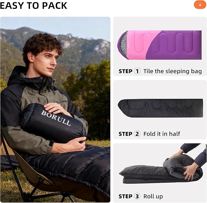 Sleeping Bags for Adults Cold Warm Weather,Backpacking Compact Lightweight Camping Sleeping Bag with Compression Sack for Kids,Camping Essentials Gear for Hiking,Travel,Climb,Outdoor, Indoor