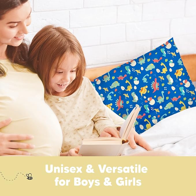 KeaBabies Toddler Pillowcase 13"x18" - Organic Cotton Toddler Pillowcase for Kids, Boys, Girls,Soft & Durable Cotton Cover for Miniature Sleepy Pillows,Cute Colors,Pillow Sold Separately(DinoWorld)