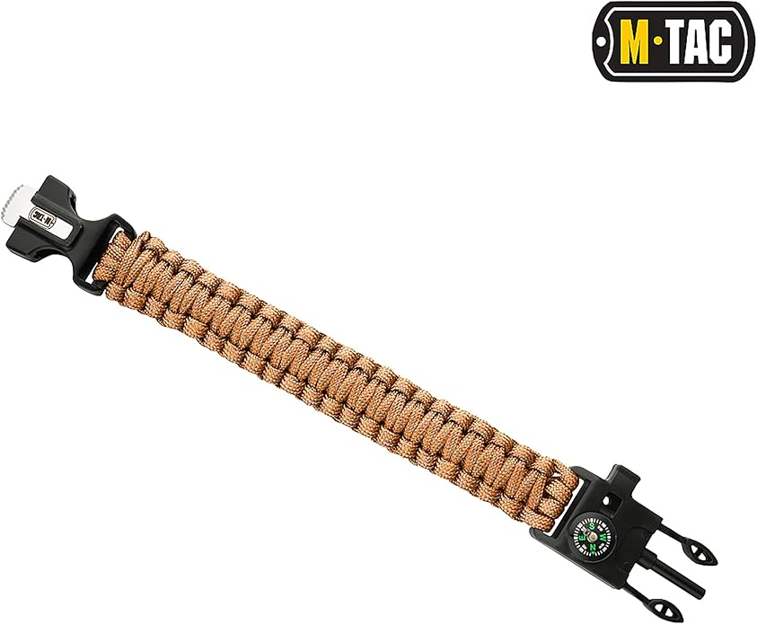 M-Tac Survival Paracord Bracelet - Cord 12 ft (144 Inch) - Tactical Emergency Cord Rope with Compass Whistle