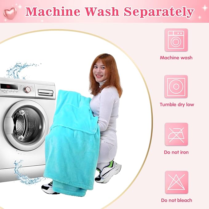 Waitu Wearable Blanket Sweatshirt for Women and Men, Super Warm and Cozy Giant Blanket Hoodie, Thick Flannel Blanket with Sleeves and Giant Pocket - Cyan