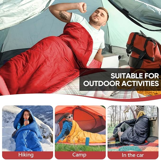 OBTANIM Sleeping Bags Portable Waterproof Camping Sleeping Bag for Adults Kids 4 Seasons Cold Weather or Warm Backpacking Hiking Travel Indoor Outdoor Use