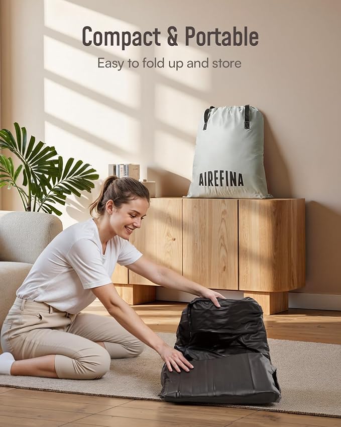 Airefina Queen Air Mattress with Built in Pump, Upgraded Surface Inflatable Mattress for Home Guest Temporary Use, Comfort Blow Up Air Mattress Queen with Carry Bag Colchones Inflables, 700 lbs Max