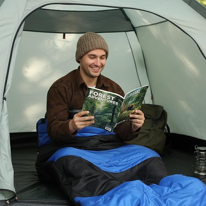 Lightweight Sleeping Bag for Backpacking, Hiking, Waterproof Compact Envelope Sleeping Bag for Cold & Warm Weather