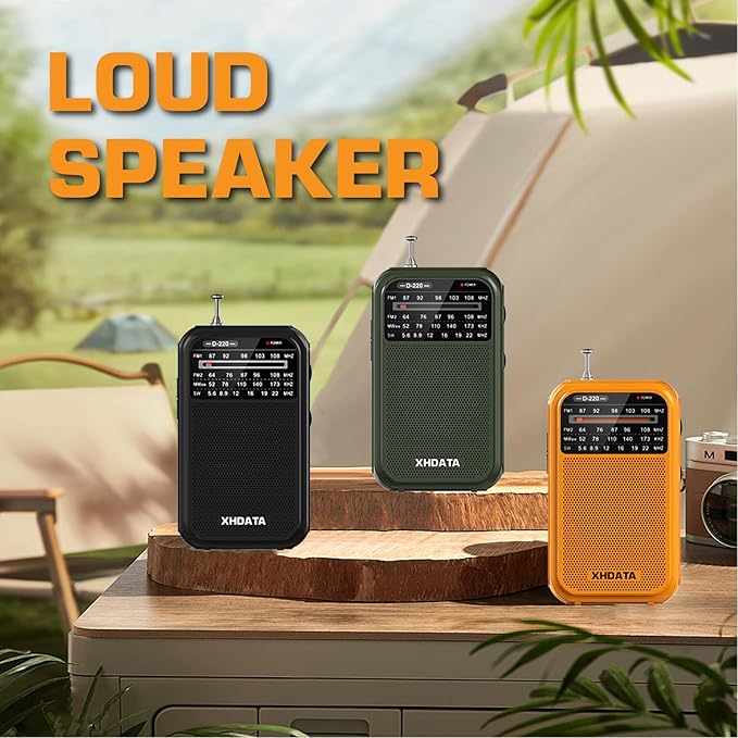 XHDATA D220 Portable Radio AM FM SW Shortwave Receiver Pocket Radios, 2 AA Battery Operated Transistor Radio with Excellent Reception for Gift, Family, Elder (Black)