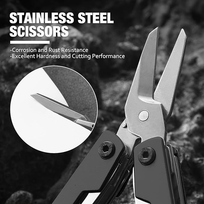 11-in-1 Mini EDC Multitool - Scissors, Pocket Knife, Keychain, Bottle Opener and Screwdriver, Stainless Steel EDC Multitool for Outdoor Camping Survival, Hiking, Simple Repair