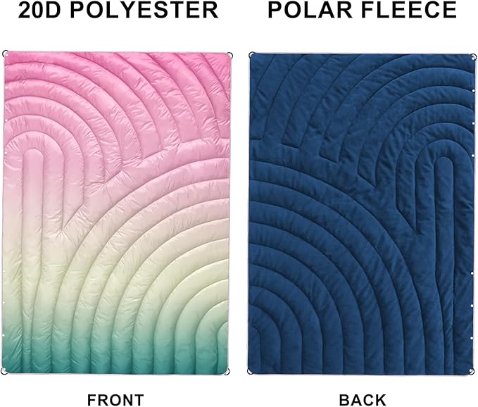 Mini Camping Blanket, Puffy Polar Fleece Blanket Lightweight Warm Outdoor Blanket for Camping,Traveling, Stadium, Hiking, Picnics