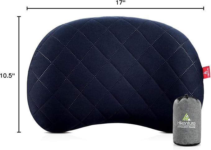 Hikenture Inflatable Pillow for Camping, Washable Backpacking Pillow for Sleeping, Ultralight Blow Up Pillows with Removable Cover, Portable&Compact Hiking Pillow for Beach, Travel, Outdoor(Blue)