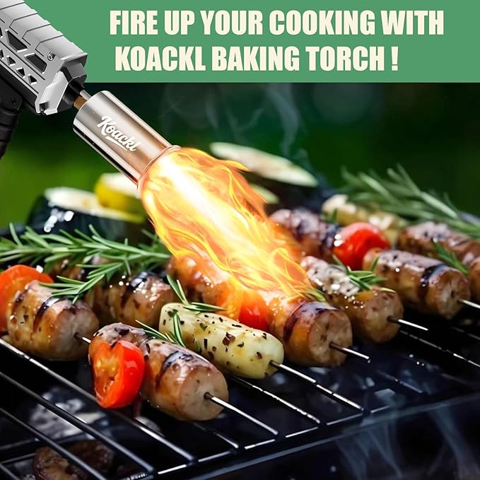 Koackl Powerful Propane Torch Gun 2 Pack, Kitchen Torch with Adjustable Flame, Flamethrower Blow Torch Gun Gas Welding Kits for BBQ, Searing Steak, Camping & Charcoal Torch Lighter(Tank Not Included)