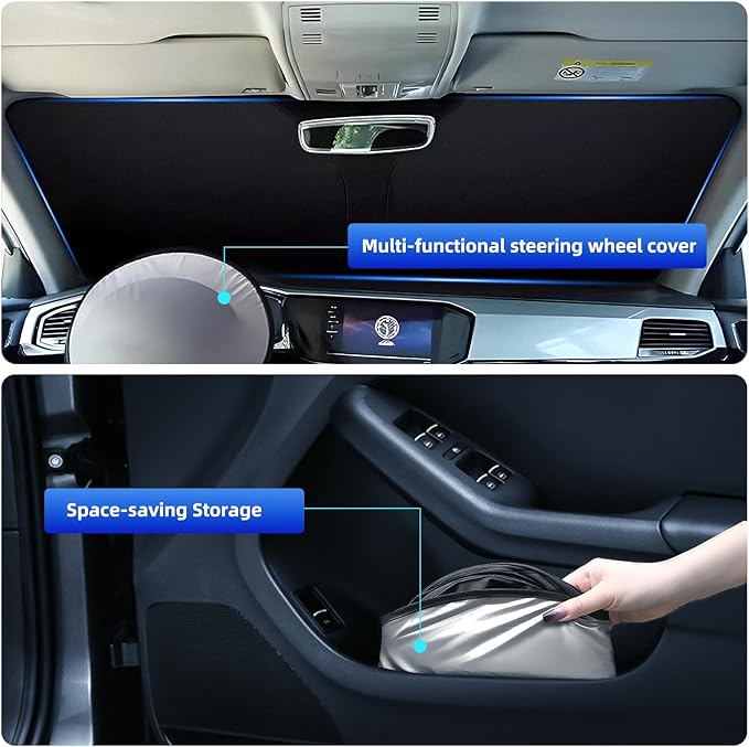 Side Window Sunshades for Toyota Land Cruiser250 (2024 2025), Front Window Shades Custom Fit for Land Cruiser, Foldable Car Sun Shield with Steering Wheel Sunshade to Block UV Keep Car Cool