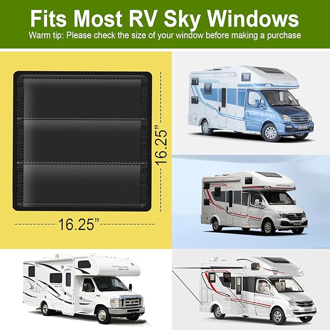 RV Door Window Shade Cover 25" (L) x 16" (W), Foldable Hook&Loop Design, RV Blackout Window Cover with UV Protection, Waterproof Fabric, Reflective (1 Pack (16 ¼"L x 16 ¼"W))