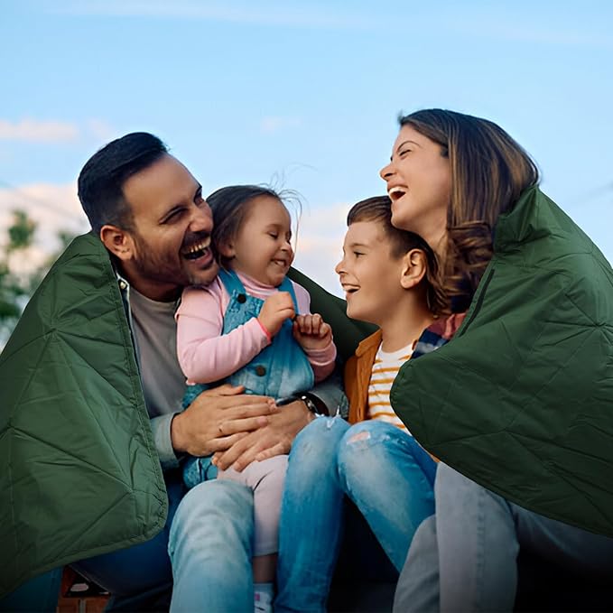 Large Outdoor Waterproof Blanket Extra Thick Fleece Stadium Blanket for Camping, Car, Pet, Picnics - Windproof, Wearable, Machine Washable 80" x 58" (Green)