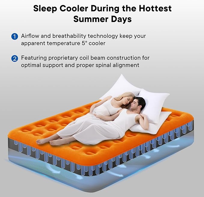 Luxchoice Air Mattress Twin with Built-in Rechargeable Pump 9'' Camping Inflatable Mattress Portable Blow up Mattress Air Bed Guest Bed for Home Outdoors Hiking Travel