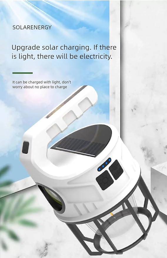 LED Camping Lantern, 500LM Rechargeable Electric Lantern for Outdoor Recreation | Solar & USB Powered Tent Light with Power Bank | IPX4 Waterproof Survival Gear for Camping, Hiking, & Home Emergency